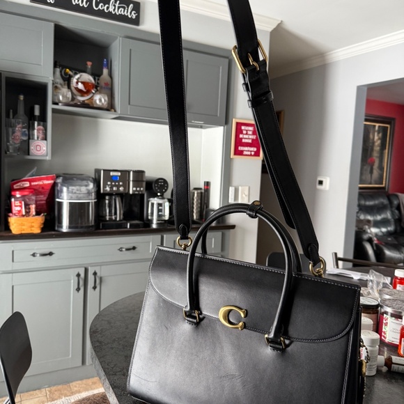 Coach Black Satchel with Gold Accents - Picture 4 of 16